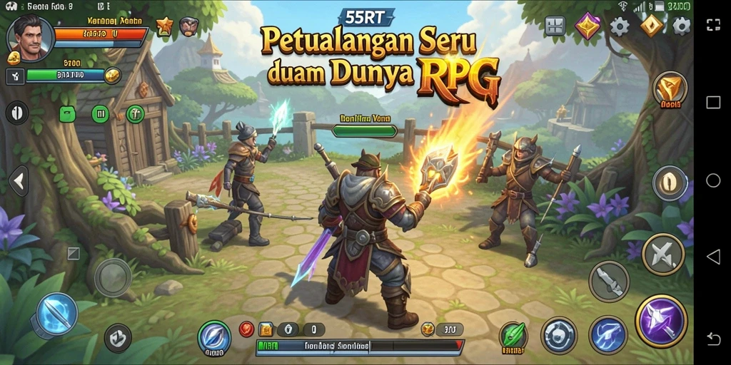 Tampilan gameplay RPG 55RT yang memukau dan dinamis.