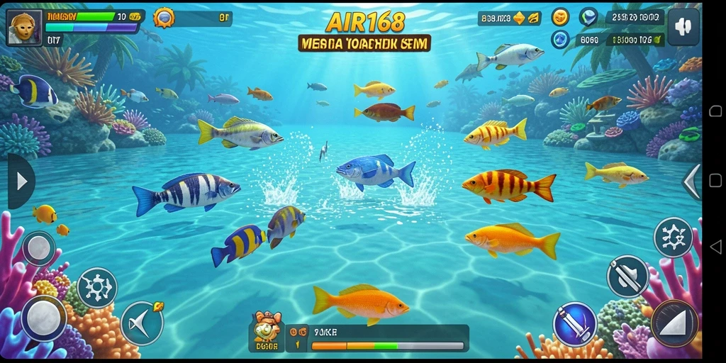 Gameplay seru di AIR168 dengan ikan-ikan berwarna-warni.