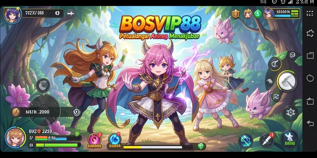 Tampilan gameplay seru dengan karakter anime yang keren.