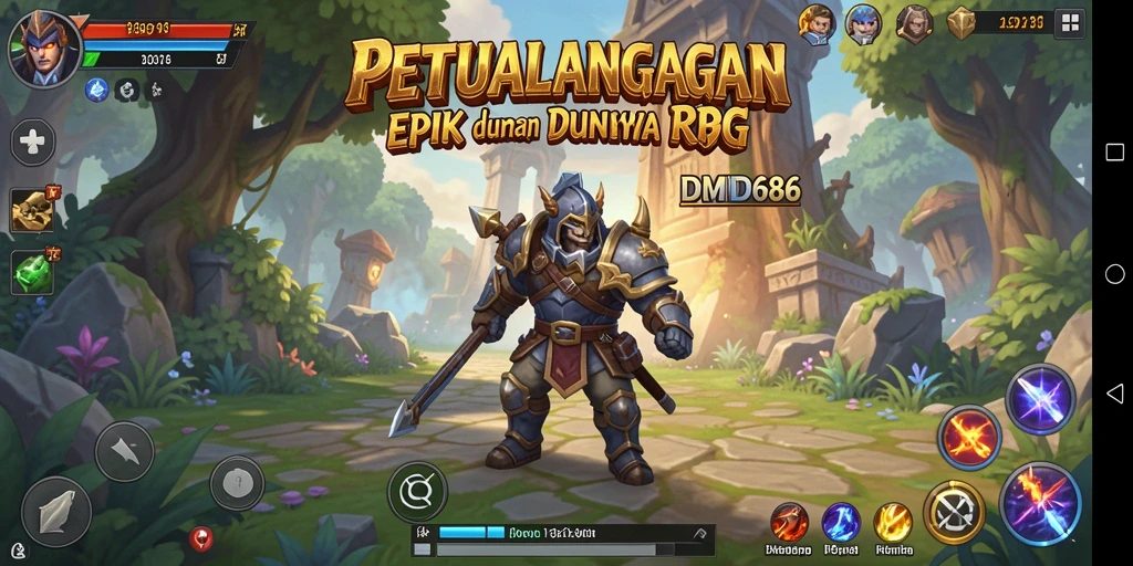Screenshot DMD686 yang menampilkan pertempuran seru dalam game RPG.