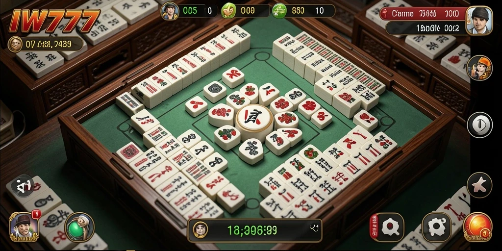 Tampilan gameplay IW777 yang menarik saat menyelesaikan teka-teki Mahjong.