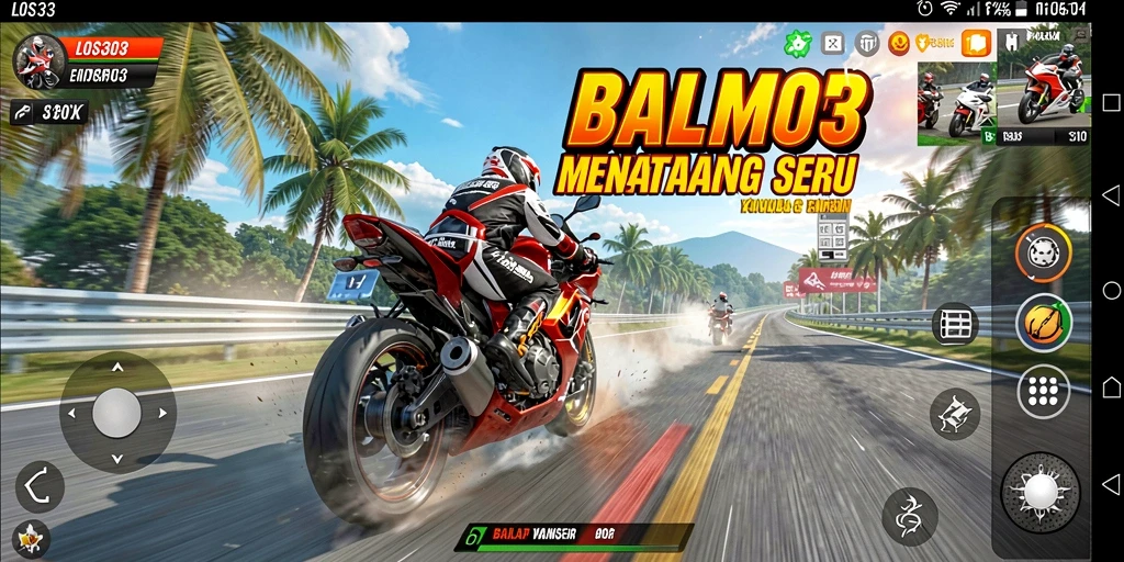 Tampilan gameplay menegangkan dari LOS303 dengan aksi balap motor.