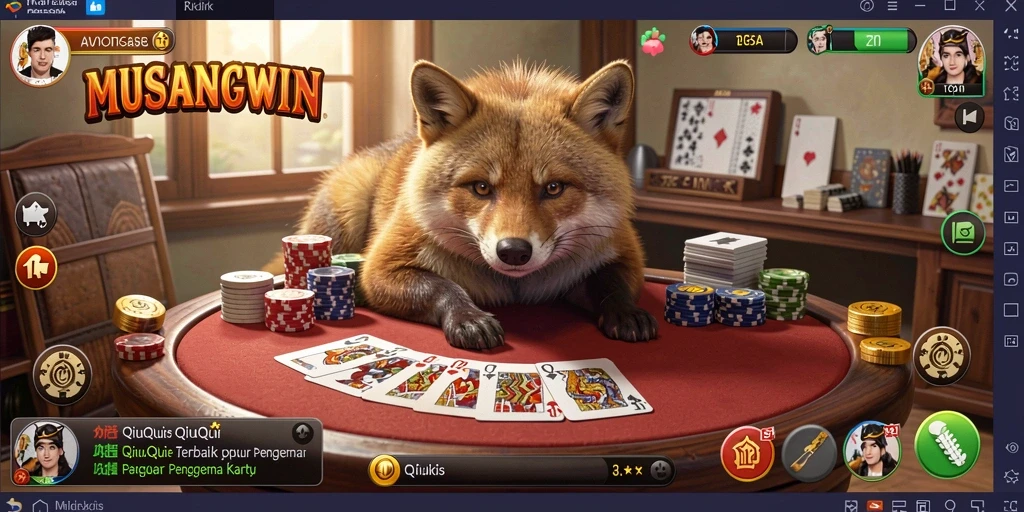 Screenshot gameplay MUSANGWIN yang menunjukkan serunya permainan QiuQiu.