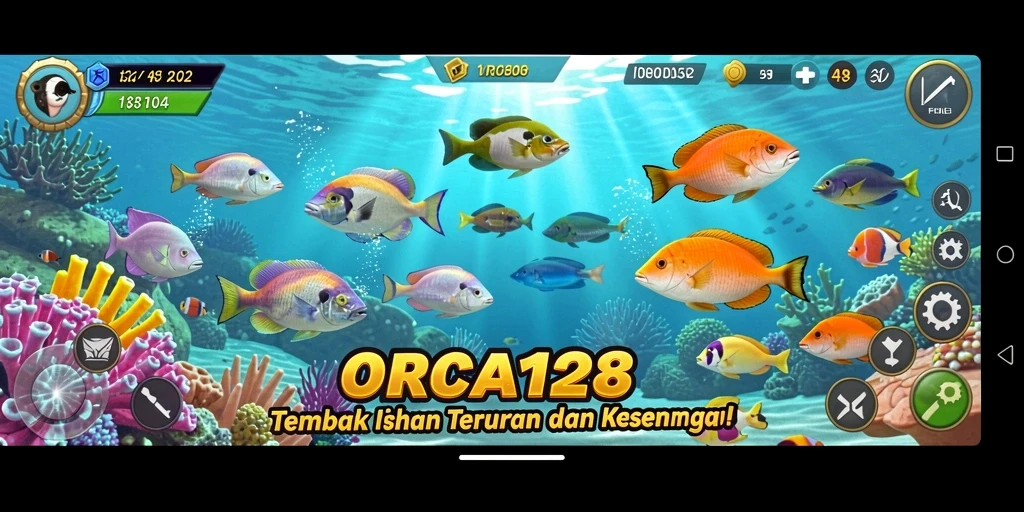 Tampilan gameplay seru Tembak Ikan di ORCA128.