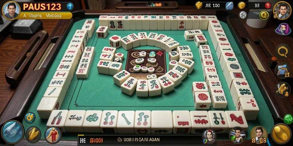 Screenshot utama PAUS123 menunjukkan gameplay Mahjong yang seru dan menantang.