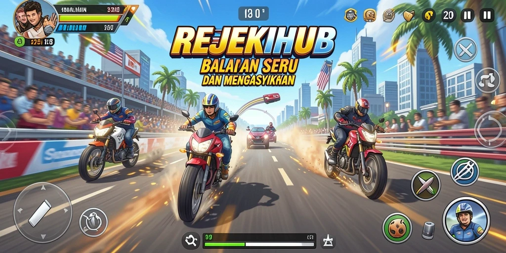 Tampilan gameplay REJEKIHUB yang seru dan menarik saat balapan.