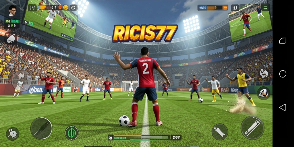 Tangkapan layar menunjukkan gameplay seru RICIS77 dengan pertandingan olahraga.
