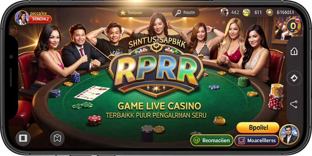Screenshot RPRR menunjukkan dealer profesional dalam gameplay Live Casino.